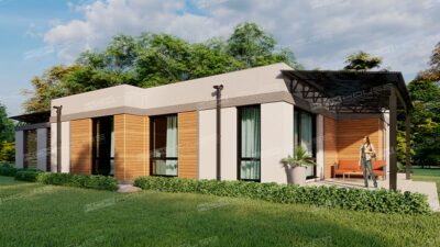 проект дома с плоской кровлей Square one-storey house
